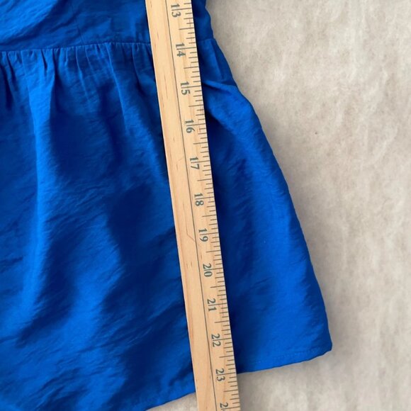 Nine West Womens Royal Blue Puff Sleeve Y2K Preppy Peplum Blouse Top Size XL - Picture 7 of 9